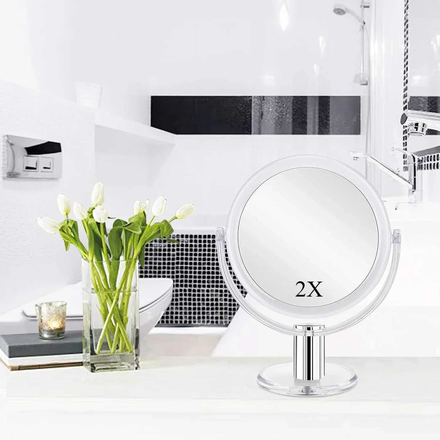 Fabuday Magnifying Makeup Mirror Double Sided 1X 2X Magnification MirrorTransparentTable Top Vanity Mirror Y240819