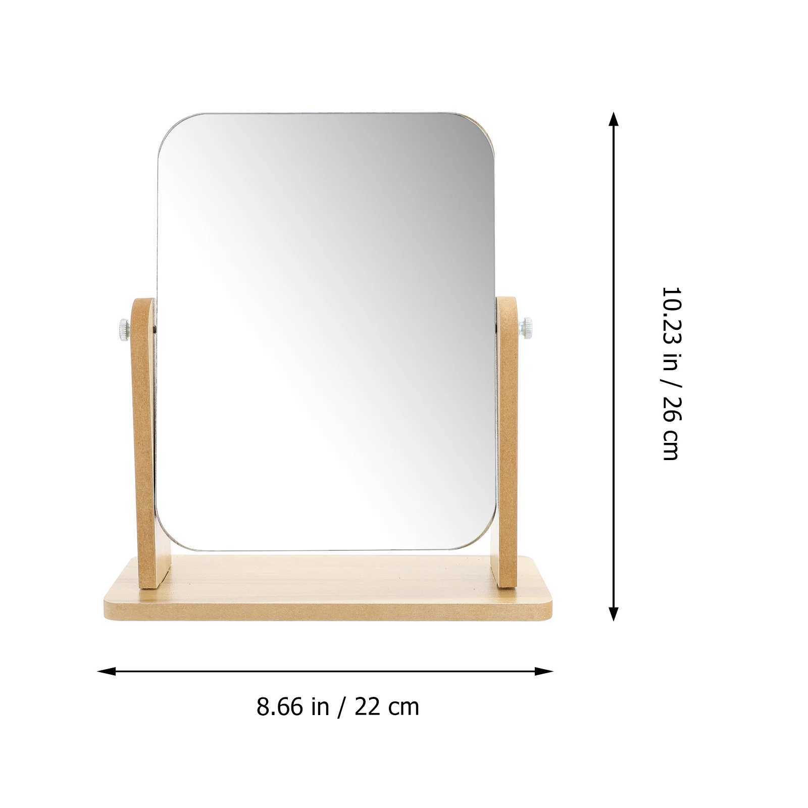 Desktop Vanity Mirror Swivel Square Natural Home Makeup with Stand Glass Wood Travel Dresser Y240819