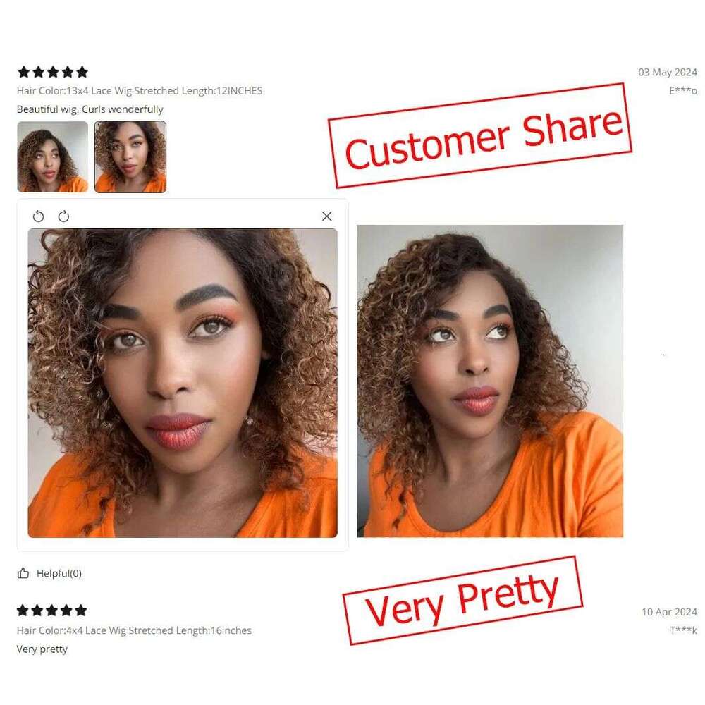 13X4 Front Wig Jerry Curly Human Hair Wigs For Women Ombre 1B 30 Ginger Brown Pre Plucked Transparent Lace Closure Bobbi