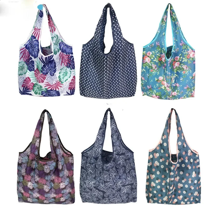 Foldable Large Shopping Storage Bags for Groceries Recyclable Grocery Tote Pouch EcoFriendly Heavy Duty Washable Shopper Bag y240819