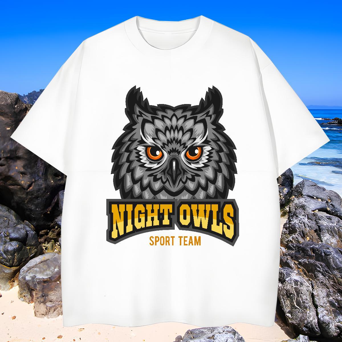 Designer Man T Shirts owl Breathable Crew Neck Casual Daily Wear DIY Printed 230g Cotton Couples T Shirts Fashion Casual Top Tees