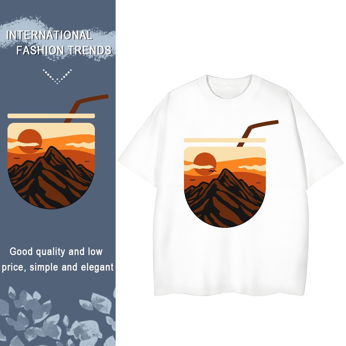 Fashion New Women Tees Sports Street Wear Comfortable Tops Tees Designer 100% Cotton 230g mountains Customized Print T-Shirts for Women