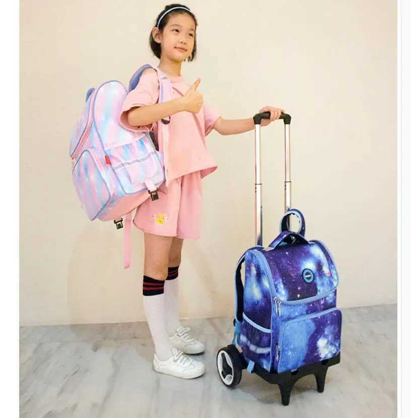 Kids School Rolling Backpack Bag on wheels Children School Wheeled Backpack bag For Girls Trolley backpack Bag for students bag Y240820