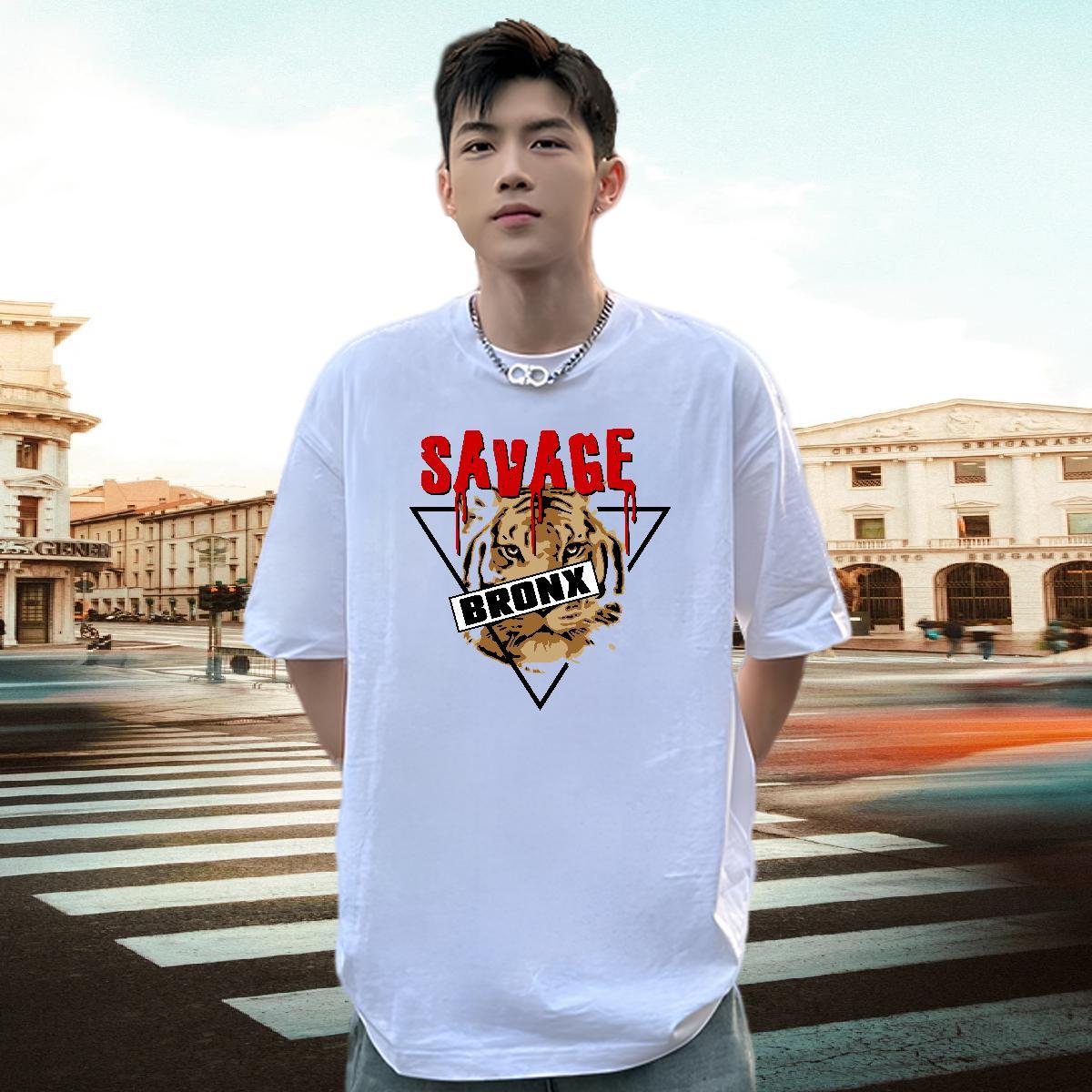 Fashion Casual Men Tees tiger Home Outdoor 100% Cotton 230g Tshirts Short Sleeve O-Neck Designer T Shirt For Man Custom Print Plus Size