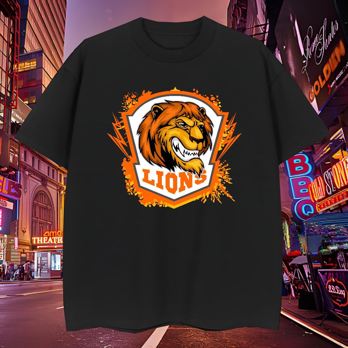 Unisex T shirt lion O Neck Short Sleeves Spring Summer Oversized 100% Cotton 230g Mens Tshirts DIY Customized Tees