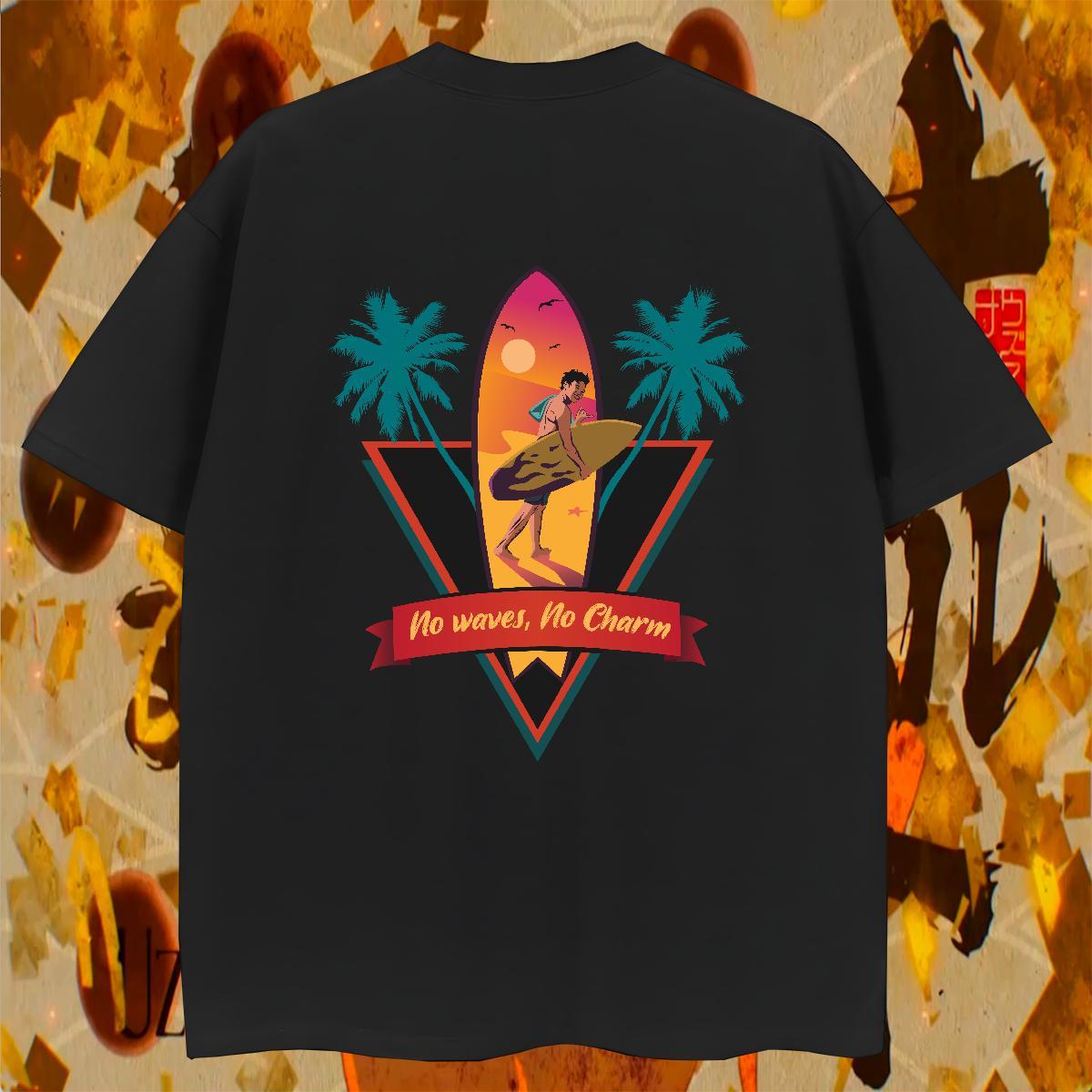 TOP Quality Men Tshirts Spring Summer 100% Cotton 230g Cartoon Printing L-4XL O-Neck Short Sleeve sea T Shirts Men Fashion Designer Tees