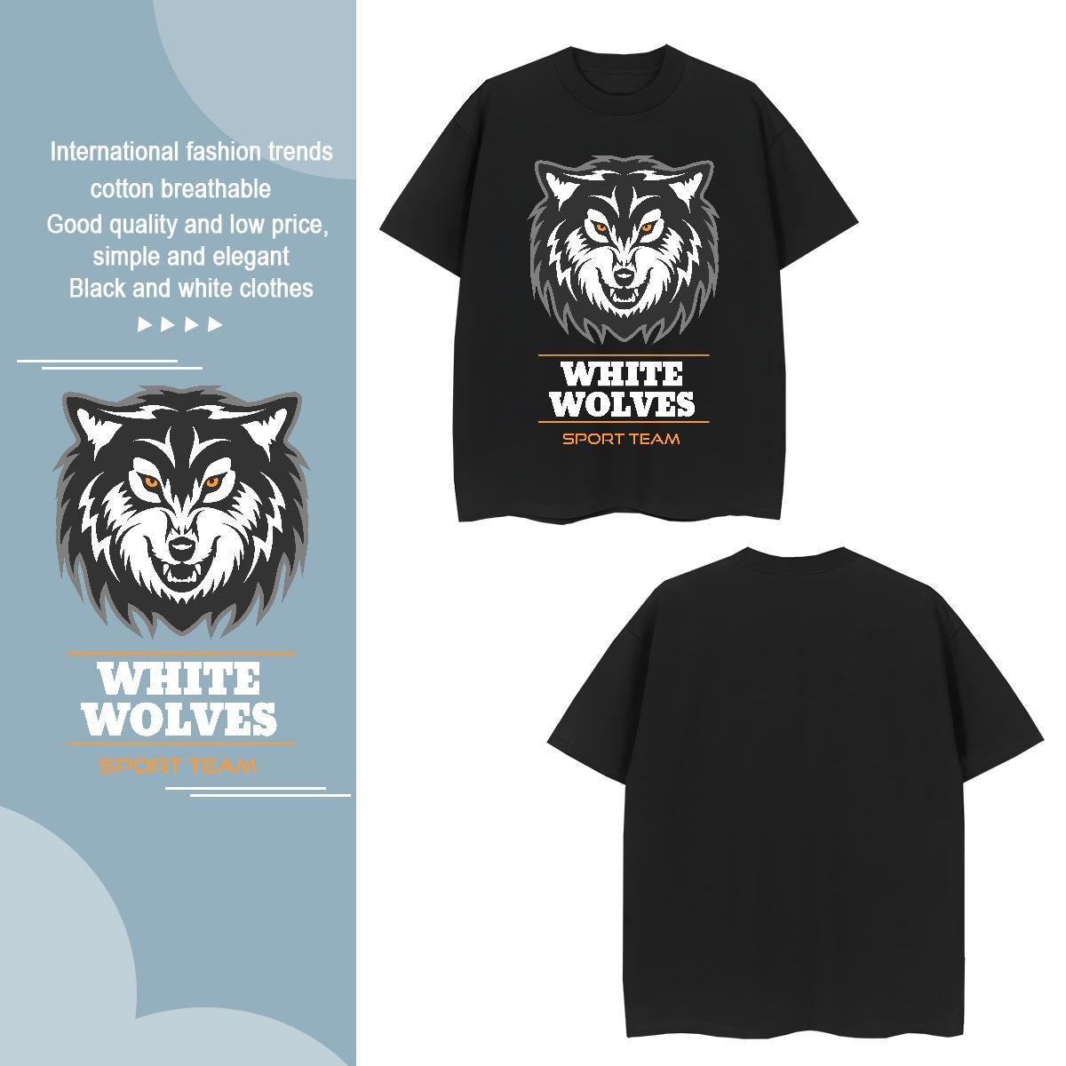 Loose Fit Men T Shirts wolf Breathable Short Sleeve Home Outdoor DIY Anime 100% Cotton 230g Tshirt for Man Woman Designer Clothes