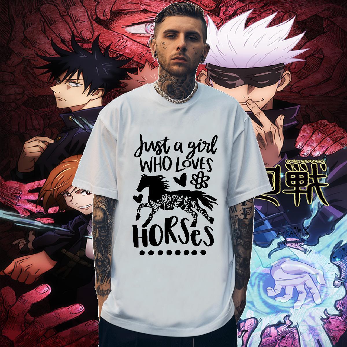 Brand T Shirts Men horse O Neck Short Sleeves Sport Anime 230g Cotton Tshirts Classic Casual Tees Shirts