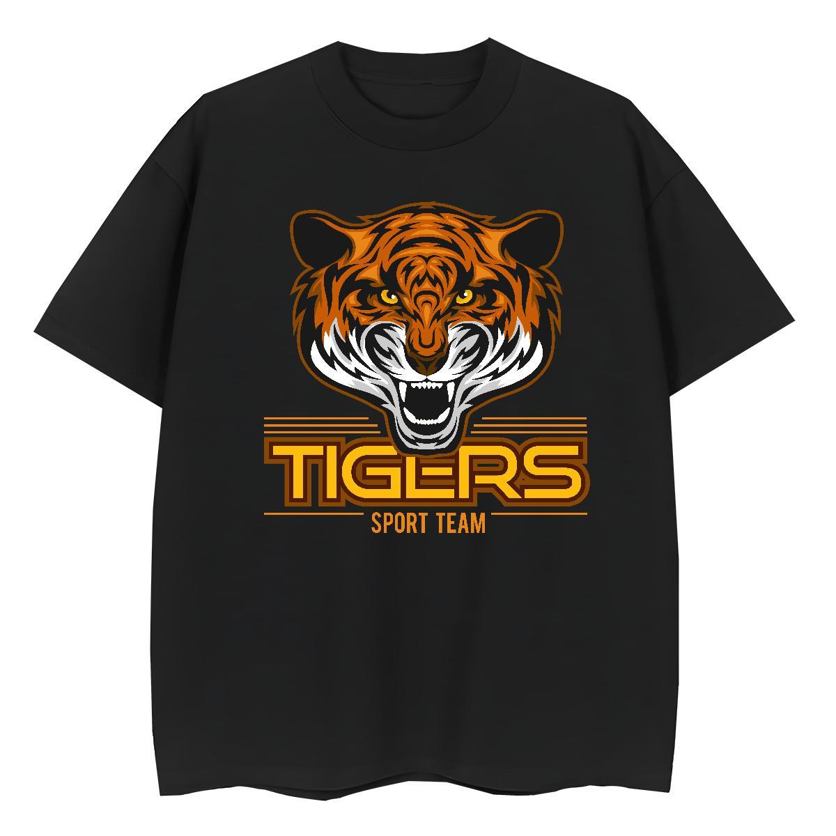 Classic Men T Shirts tiger Breathable Hip Hop Street Black Oversized 230g Cotton Tshirt for Man Woman New Arrival Tops
