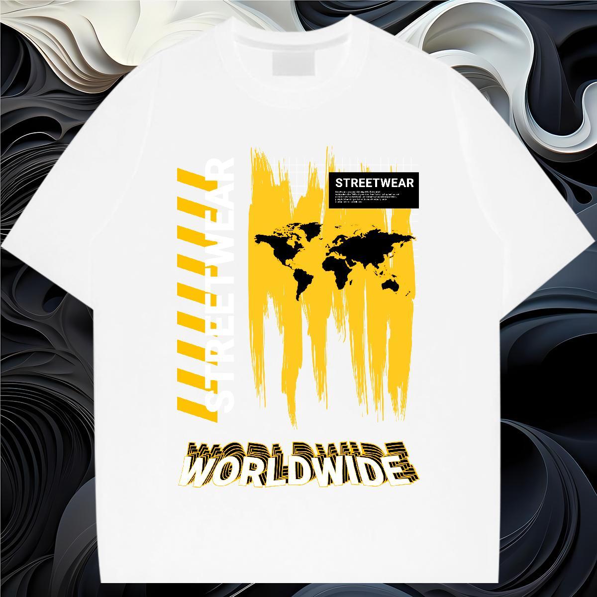 Loose Fit worldwide T-Shirts for Men High Street Hip Hop Men Tops Tees 230g 100% Cotton 2024 Designer Breathable Crew Neck Oversized 4XL Tshirts