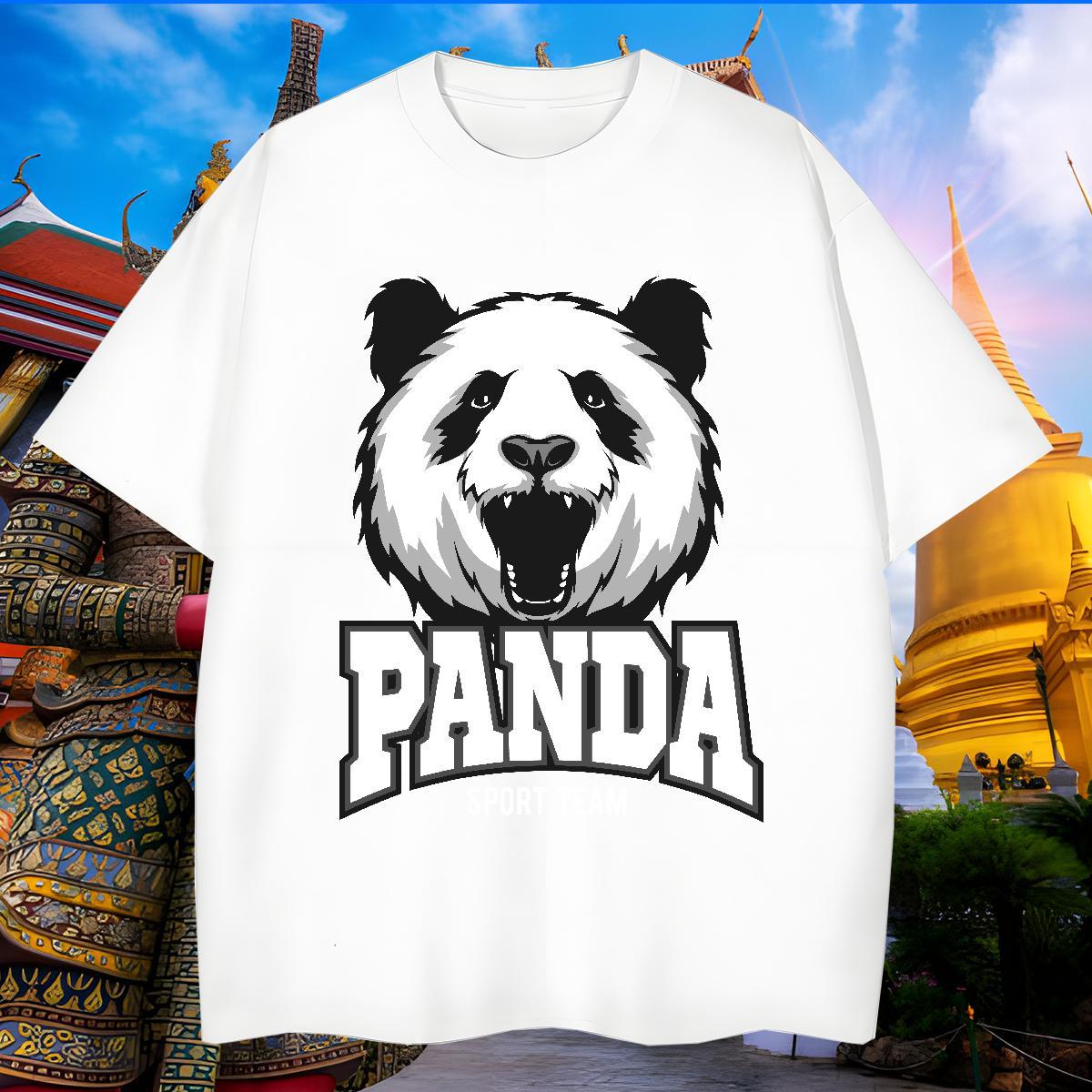 Wholesale Mens T Shirts panda Breathable Short Sleeve Daily Outfit Custom Print Oversized 230g 100% Cotton Mens Tshirts Factory Direct Tees Shirts
