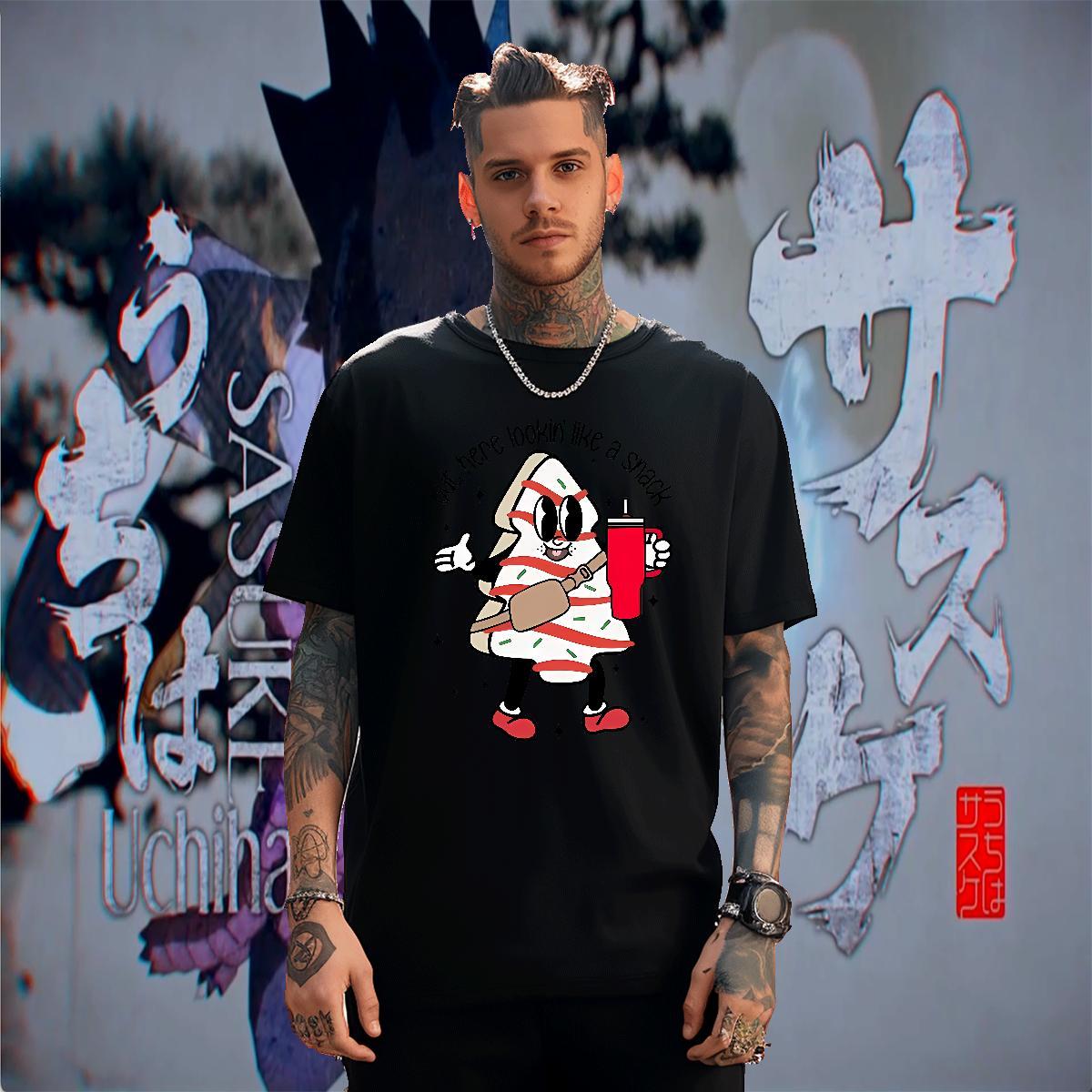 Free Shipping Men Tees Hip Hop 230g Cotton Floral Print Breathable Short Sleeve drink juice Man T Shirts Stylist Clothes