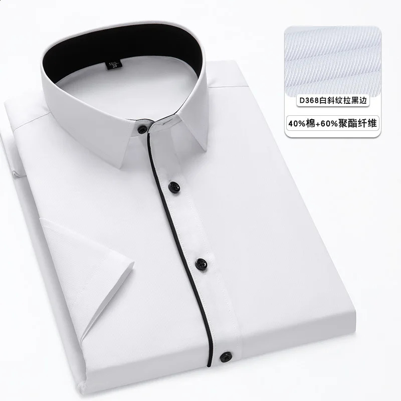 Summer Fashion Oversized Mens Shirt Short Sleeve Male Casual Social Shirts Solid Color Business Formal Daily Shirts White Black 240820