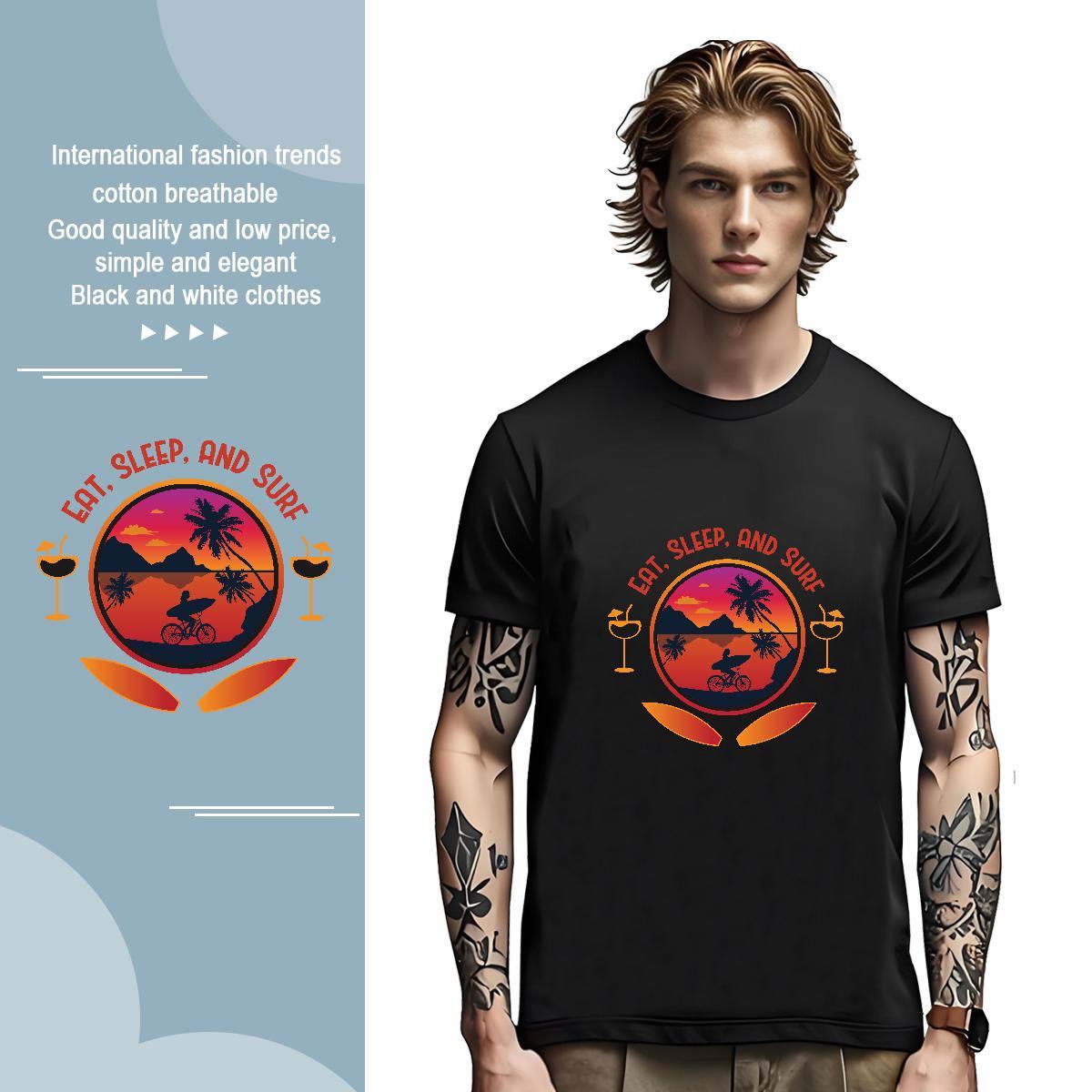 Popular sunset glow 100% Cotton 230g Mens Tshirts Summer Casual Breathable Crew Neck T Shirts Men Designer Fashion Custom Anime Wear