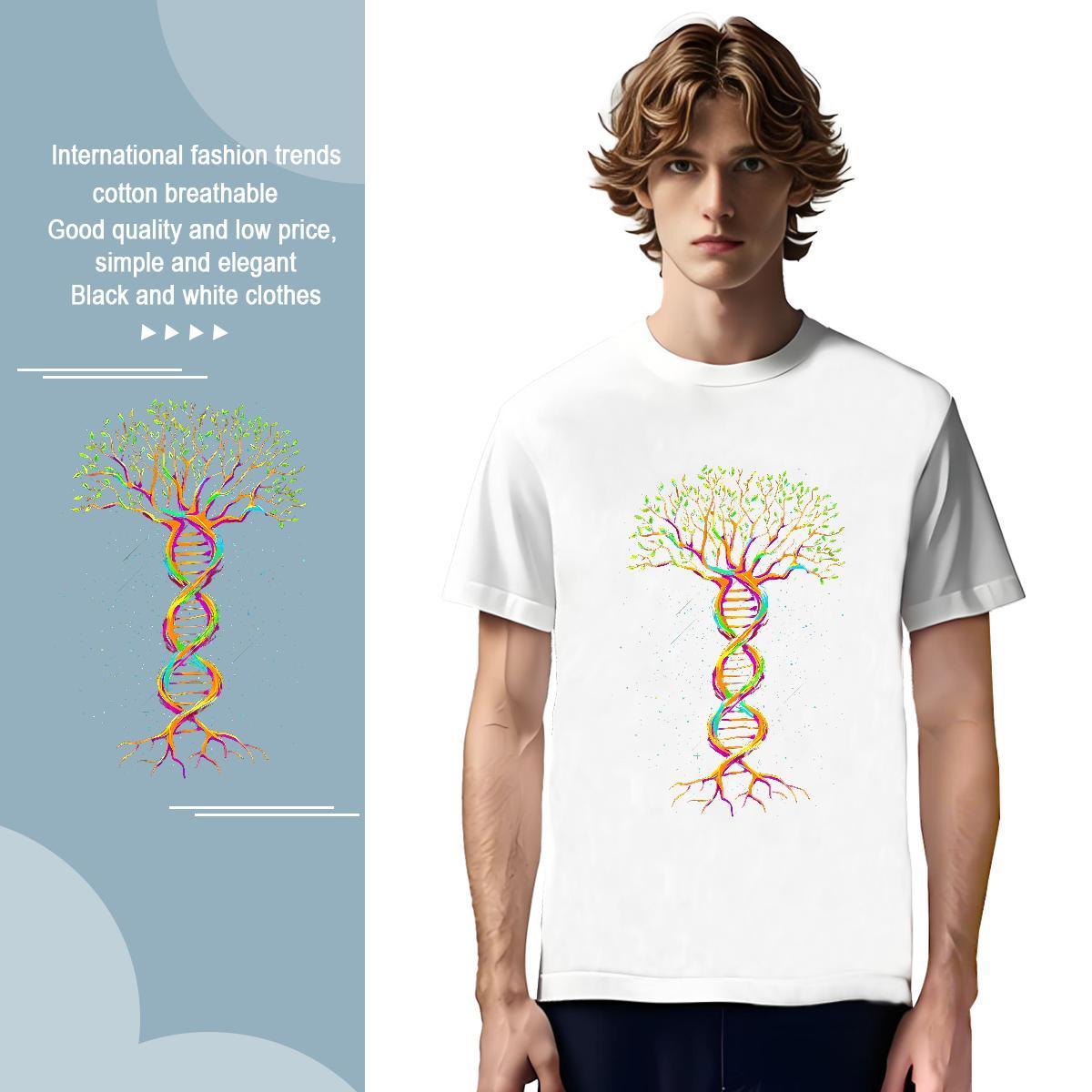 T-Shirts for Men 230g 100% Cotton tree Street Wear Crew Neck Breathable White Plus Size Tshirt for Man Woman 2024 Soft Tops