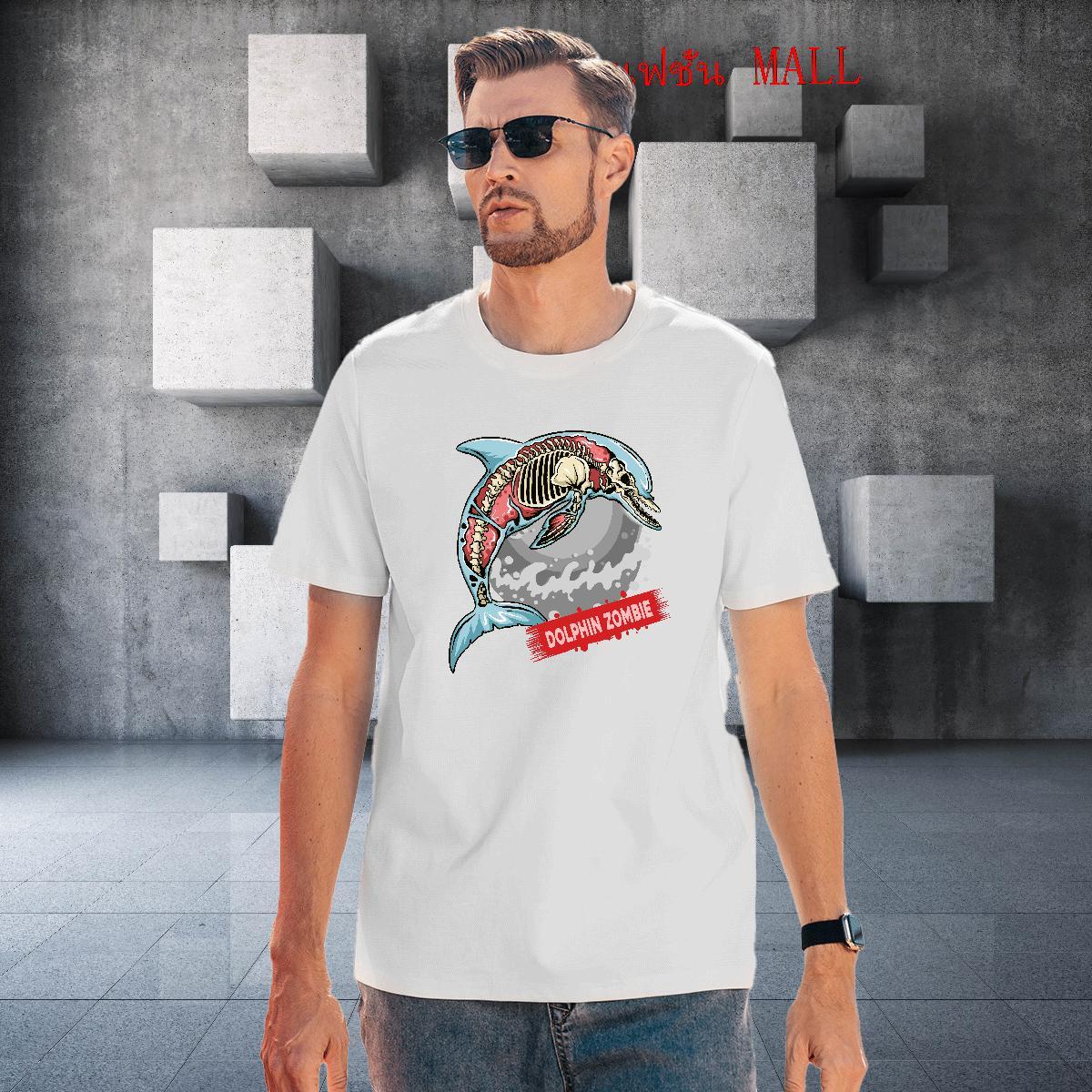 Cool Design T Shirts Men dolphin Breathable Soft Hip Hop Custom Big Size 230g Cotton Couples T Shirts 2024 Top Tees