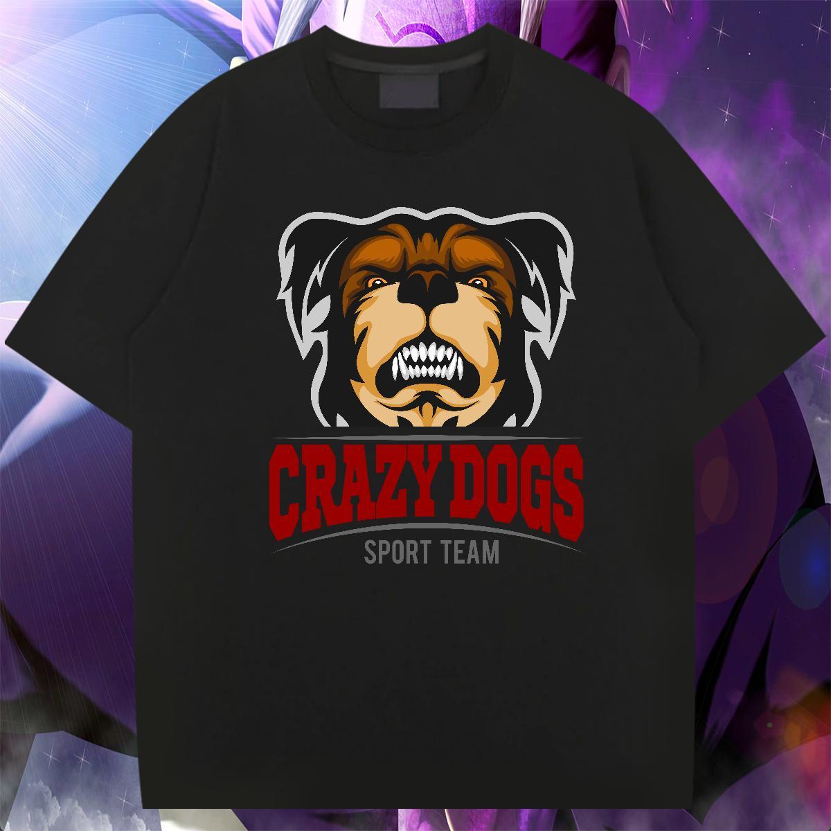 Brand Men Tees Beach 230g 100% Cotton Anime Print Pure Cotton crazy dog T-Shirts New Designer Tops Tees