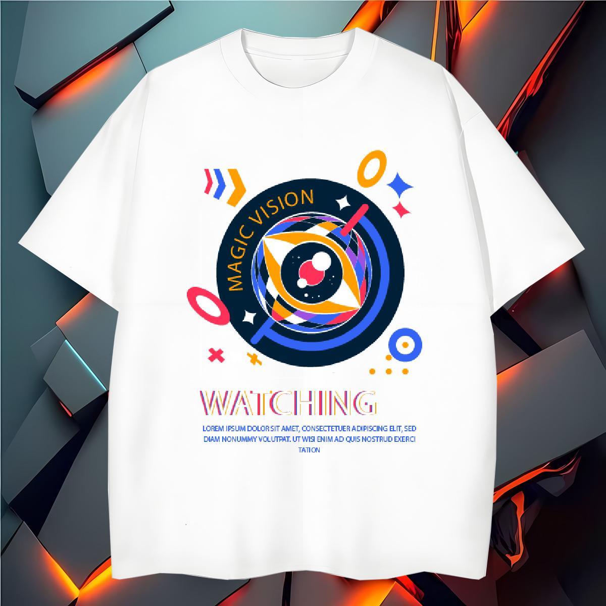 Soft watching 100% Cotton 230g Men Clothes T-Shirt Spring Summer Short Sleeve O-Neck Mens T Shirts Brand DIY Logo Oversized Clothings