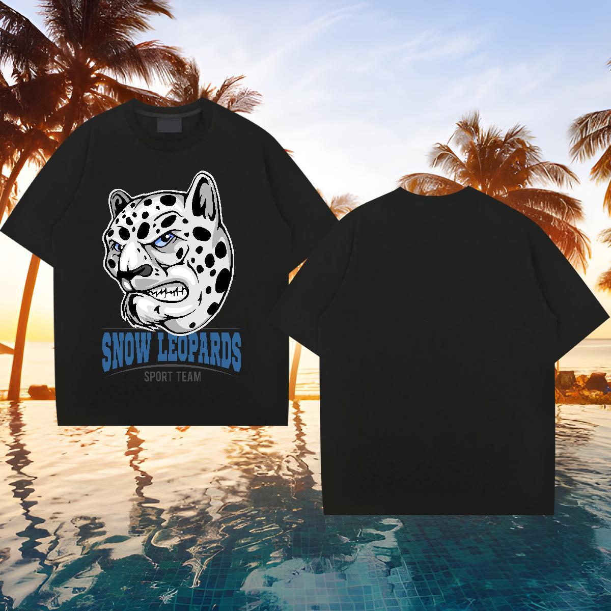 Loose Fit Man T Shirts leopard Breathable Short Sleeve Spring Summer DIY Logo Oversized 230g Cotton Men Tshirts Fashion Design Tops