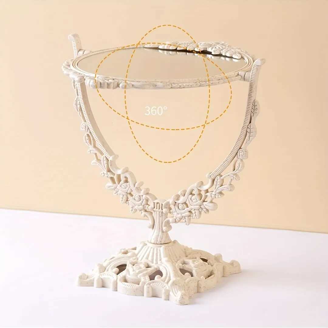 Vintage Makeup Mirror European Desktop Makeup Mirror Double Sided Minimalist Makeup Mirror Y240819
