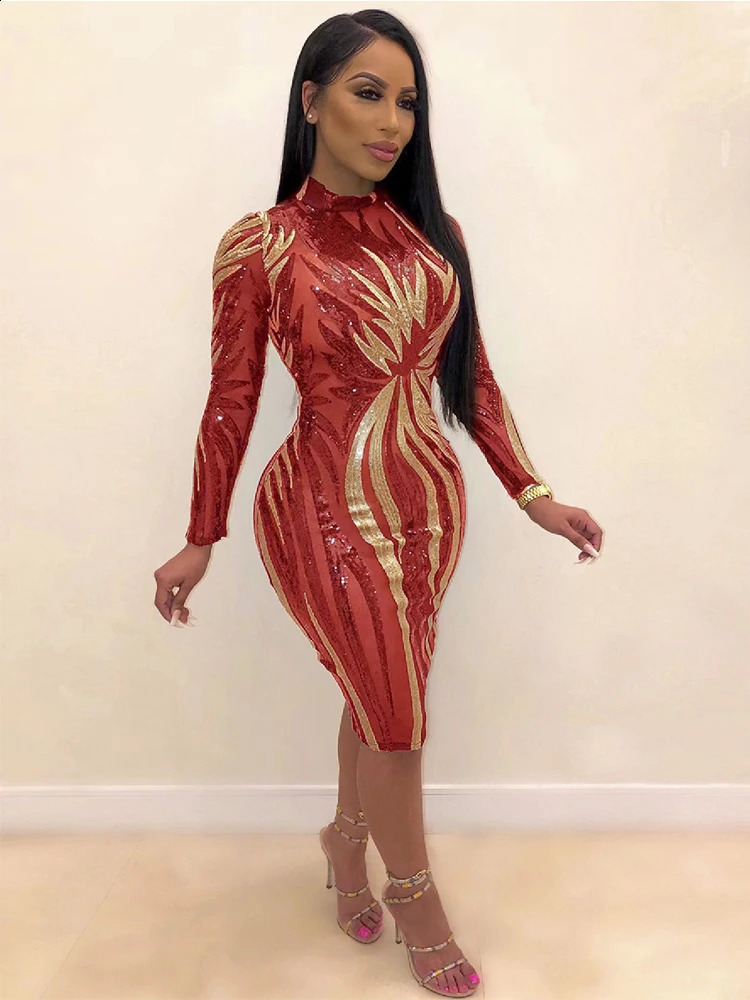 Sexy Perspective Sequin Printed Tight Fitting Dress For Womens Summer Nightclub Birthday Party Club Long Sleeved Hip Wrap Skirt 240819