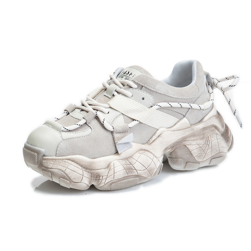 Ddmysports Absorbing Film Dad Instagram Spring New Thick Sole Casual Genuine Leather Women S Sports Breathable Running Shoes OUTDOOR