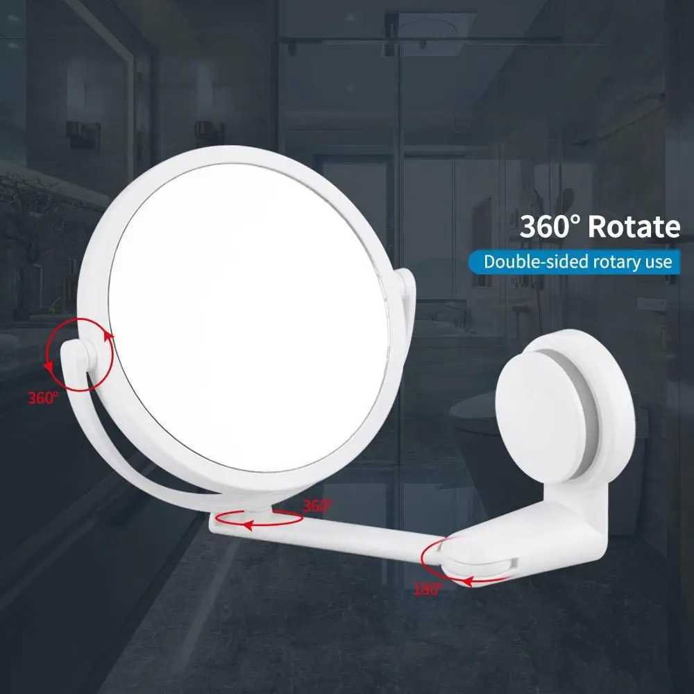 360 Swivel Folding Cosmetic Mirror No Punch Magnifying Mirror Bathroom Mirror Wall Mounted Shaving Mirror HD Cosmetic Mirror Y240819