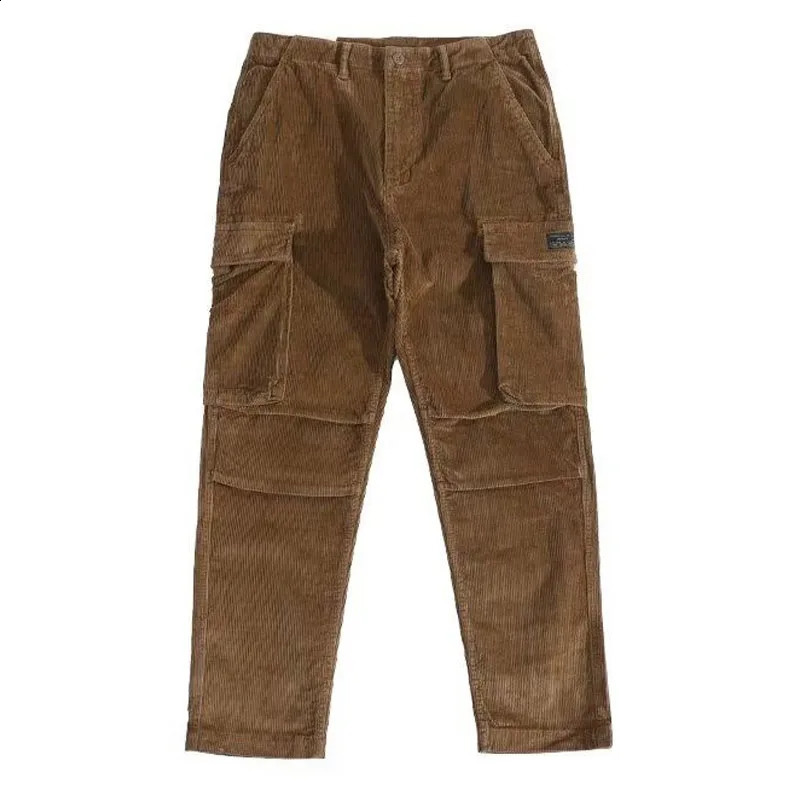 AutumnWinter Fashion American Vintage Corduroy Straight Barrel Multi Pocket Loose Versatile Handsome Mens Casual Pants 240819