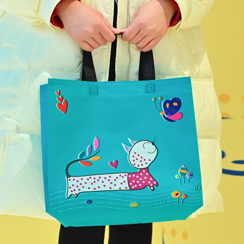 Butterfly Cats Eco Shopping Bag Folding Takeaway Nonwoven Film Coated Reusable Travel Grocery Bags 240819