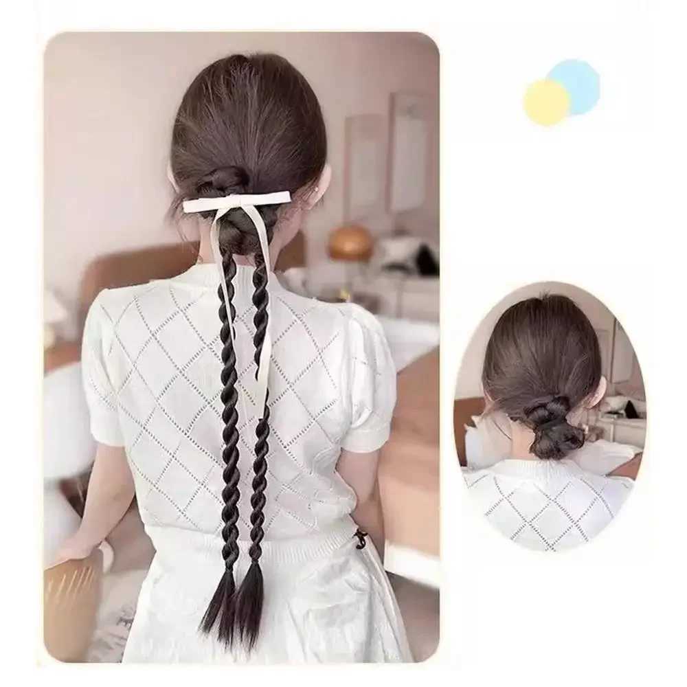 Y2K twisted braid long hair synthetic wig sweet girl simulation boxing ponytail hair extension 50cm W240817