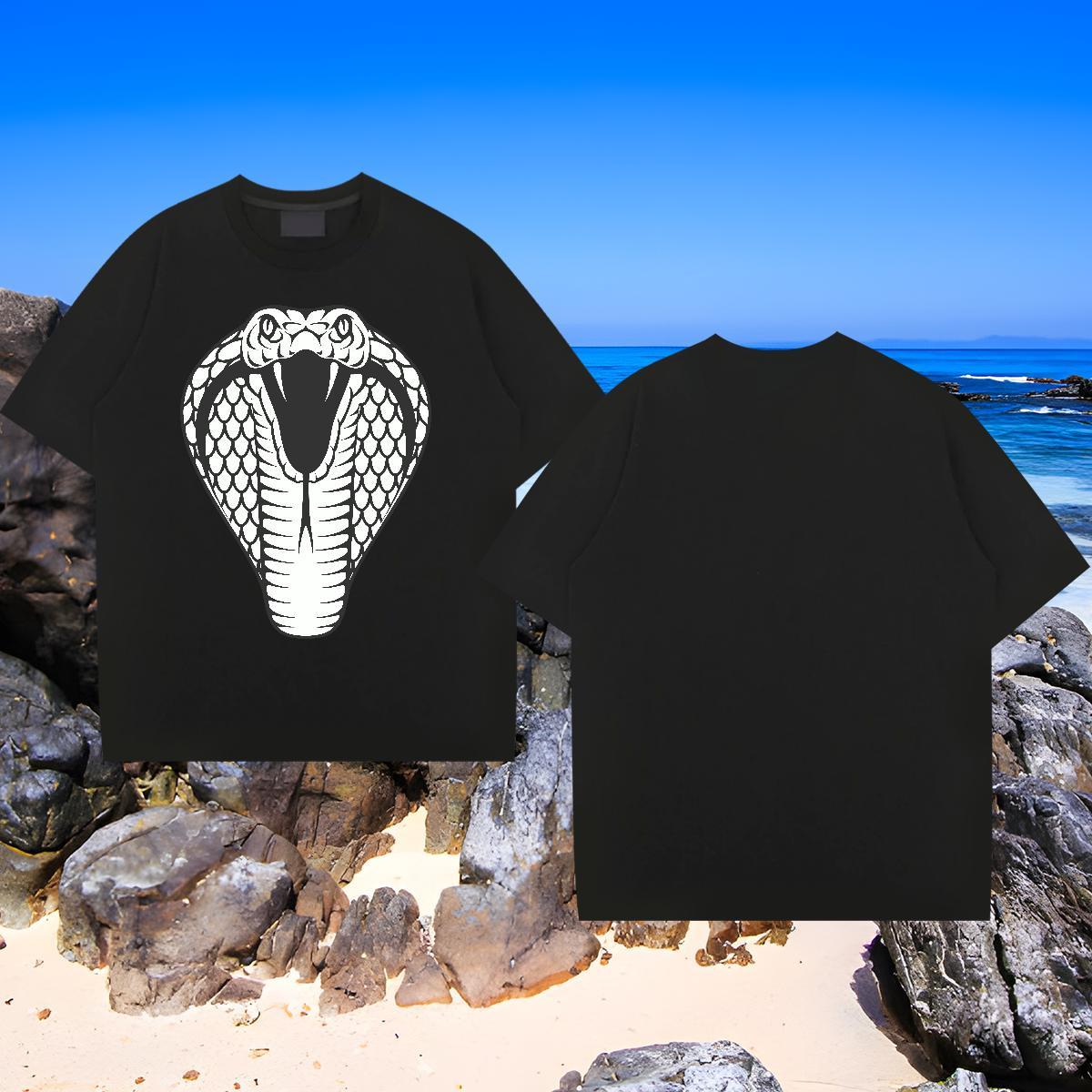 Free Shipping Mens T Shirts cobra Breathable Short Sleeve Beach Anime 230g 100% Cotton Men Tshirts 2024 New Tees