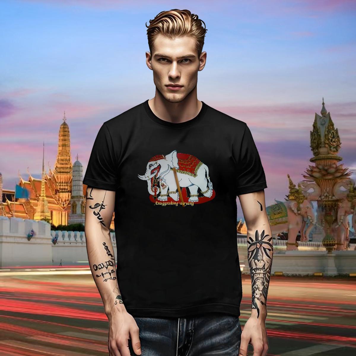 New Men Clothes T-Shirt elephant Casual 230g 100% Cotton Tees Round Neck Short Sleeve Designer T-Shirts for Men Plus Size Custom