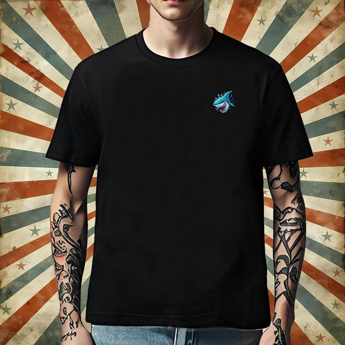 Designer Men Tees Shark Anime Printing Street 100% Cotton 230g Tshirts Crew Neck High Quality Mens T Shirts Custom Big Size