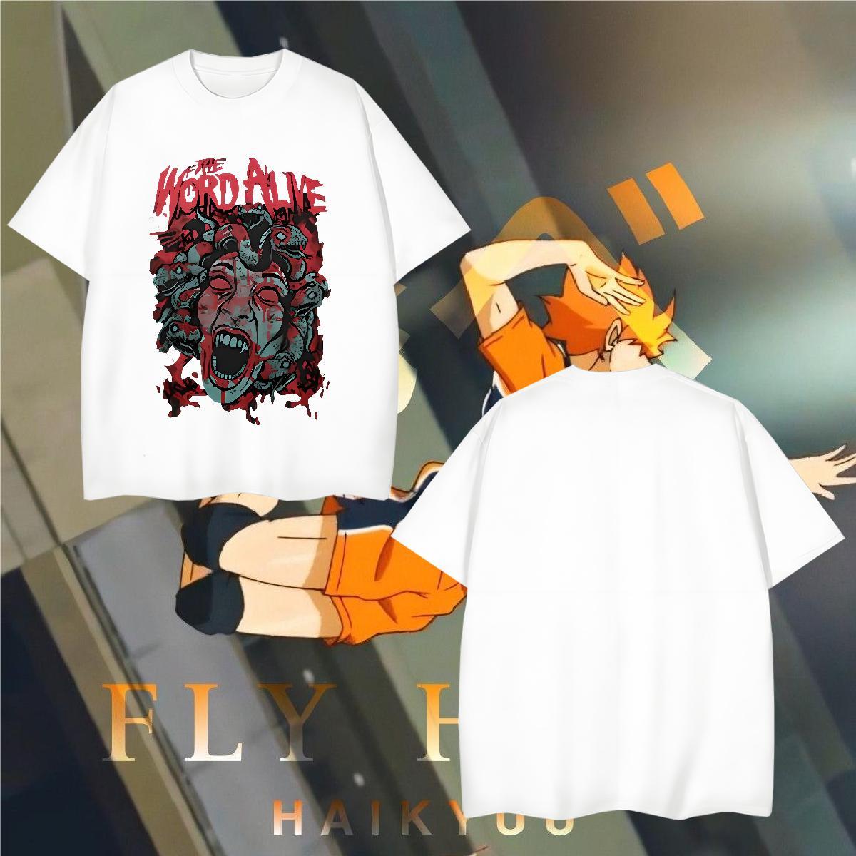 T shirt 230g 100% Cotton scary Street Round Neck Short Sleeve Cartoon Printing L-4XL Tshirt for Man Woman 2024 DIY Brand Clothes