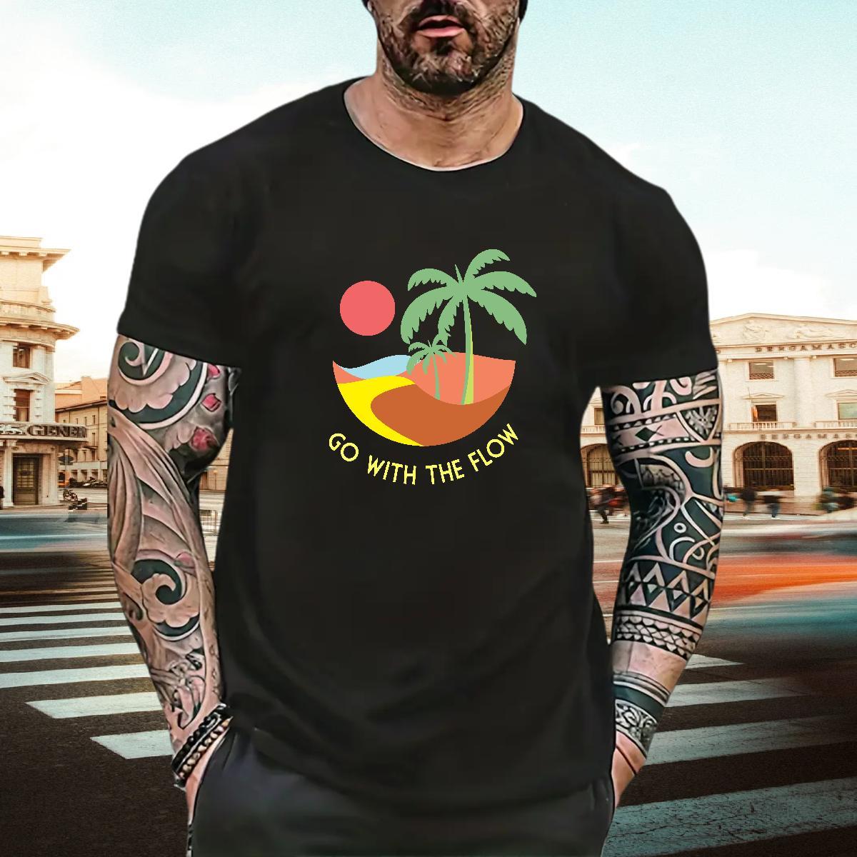 Loose Men Tops Tees Spring Summer 230g 100% Cotton DIY Logo Oversized O Neck Short Sleeves wave Mens T Shirts Fashion Design Polos