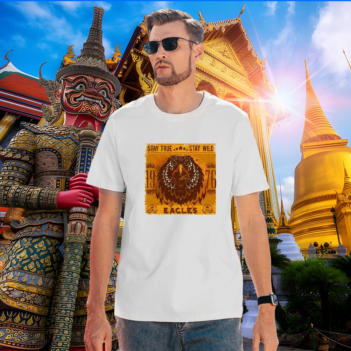 Comfortable T Shirts Men eagle Round Neck Short Sleeve Casual Beach Custom Anime 230g Pure Cotton Men Tshirts 2024 Tees Shirts