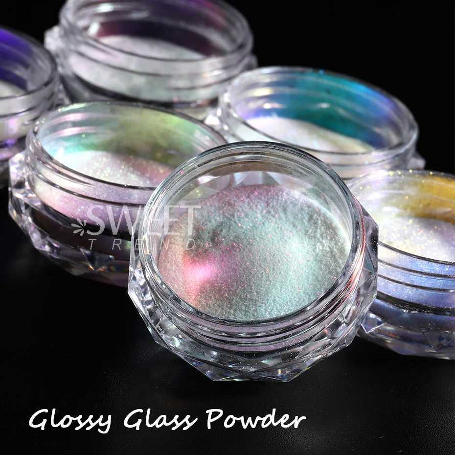 Aurora Glass Chrome Nail Powder Gloss Mirror Rubbing Dust Mermaid Fairy Pigment DIY Summer Wedding Glitter Manicure Decor FlashXJ240815