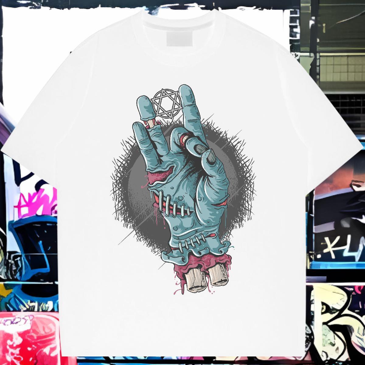 Popular T Shirts Men hand Short Sleeve Soft Anime Printing Street Custom Printed 230g 100% Cotton Couples T Shirts 2024 New Tees Shirts