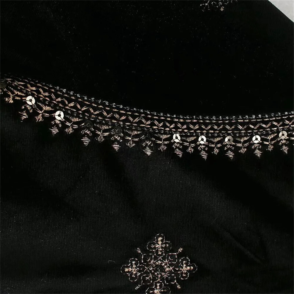 Zarb Spring/Summer Womens Fashion and Versatile Slim Fit Trendy Embroidered Velvet Coat 240819