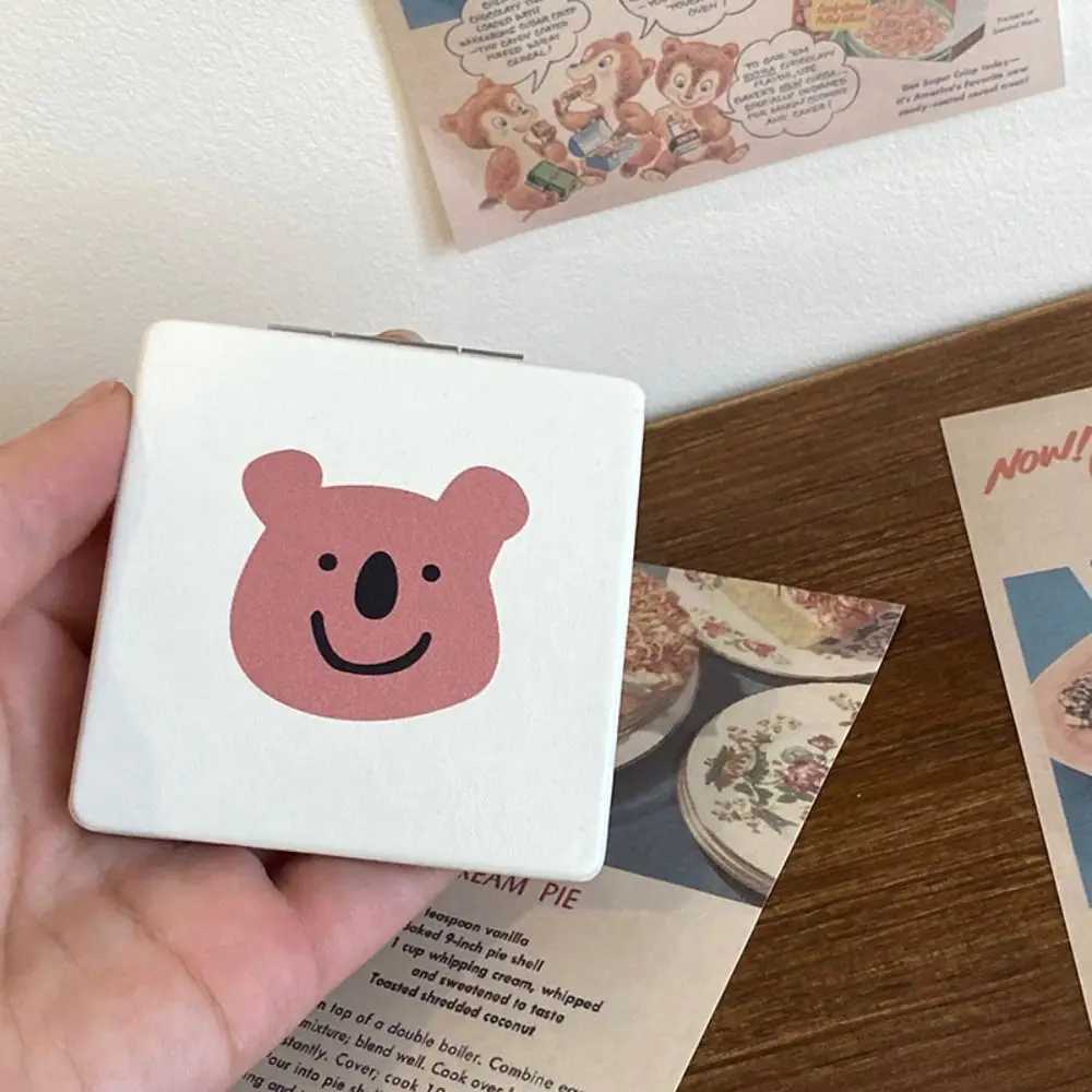 Cartoon Double-Sided Square Makeup Mirror Cute Little Bear Mini Cosmetics Mirror Portable Pocket Mirror Women Cosmetics Tools Y240819