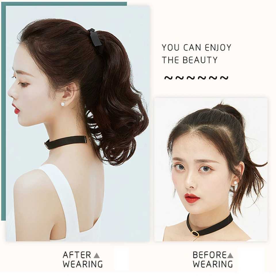 HUAYA synthetic brushed ponytail hair extension short wave heat-resistant fake ponytail wig W240817