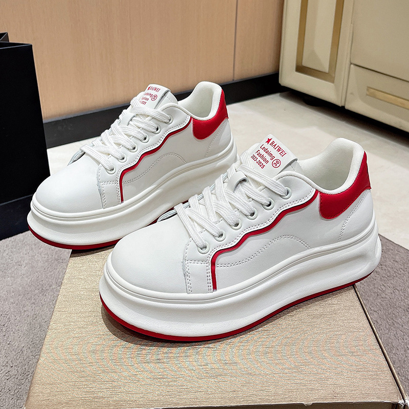 Ddmysports Thick Soled Sponge Cake White For Women Spring New Korean Version Board Shoes Lightweight Small Eye Catching Casual Sports OUTDOOR