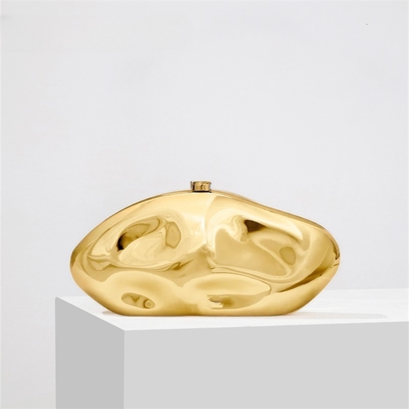 Acrylic Shell Shape Clutch Bag Women Evening Party Cute Metal Shiny Purse Gold Silver Blue Egg Handbag Quality Messenger Bag R250317