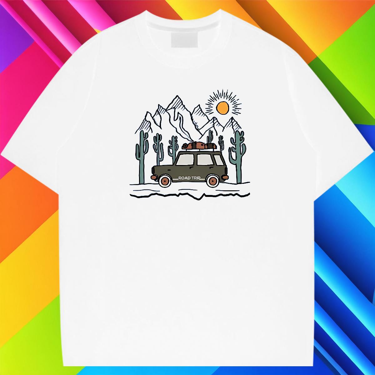 Unisex Men Tops Tees Casual 230g Pure Cotton Oversized Breathable Crew Neck mountains T-Shirts Fashion Design Wear