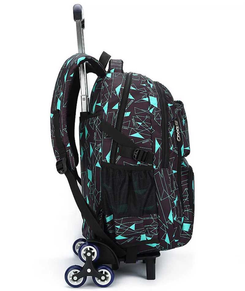 Three Wheels Folding Pulling Rod Bracket Rolling Cart Trolley School Bags Trolley Mochila book bag children 6 wheeled backpack Y240820