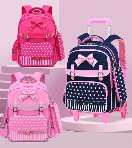 Children School Wheeled Backpack For Girls Trolley School Backpack School Wheeled Backpack Kids School Bag With 2 Wheels 6 WheeL Y240820