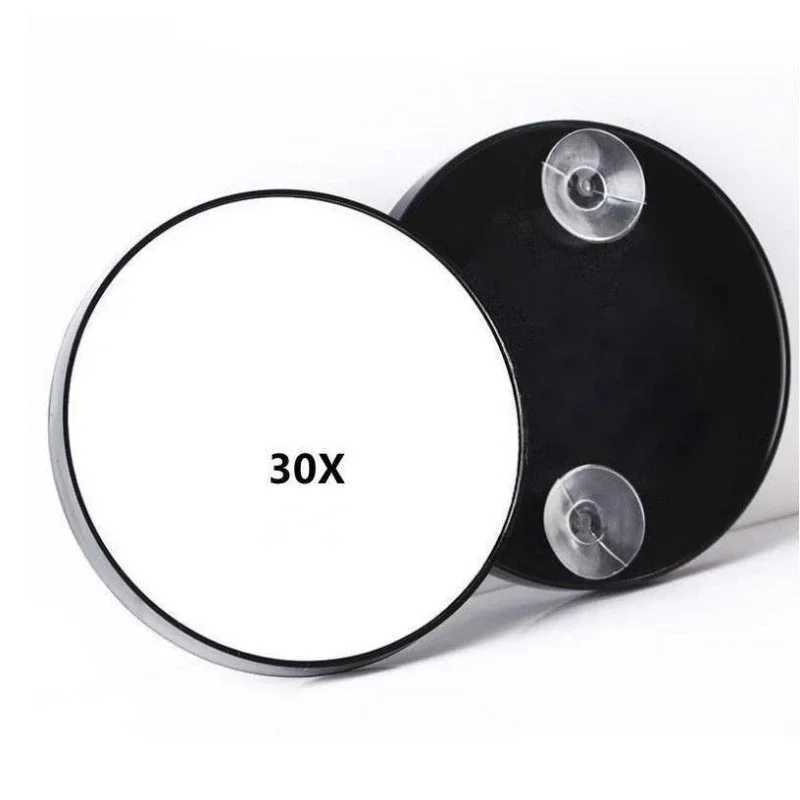 30x Times Magnifying Makeup Mirror Bathroom Suction Cup Black Beauty Mirror Shaving Cleaning Blackheads Round Small Mirror Y240819