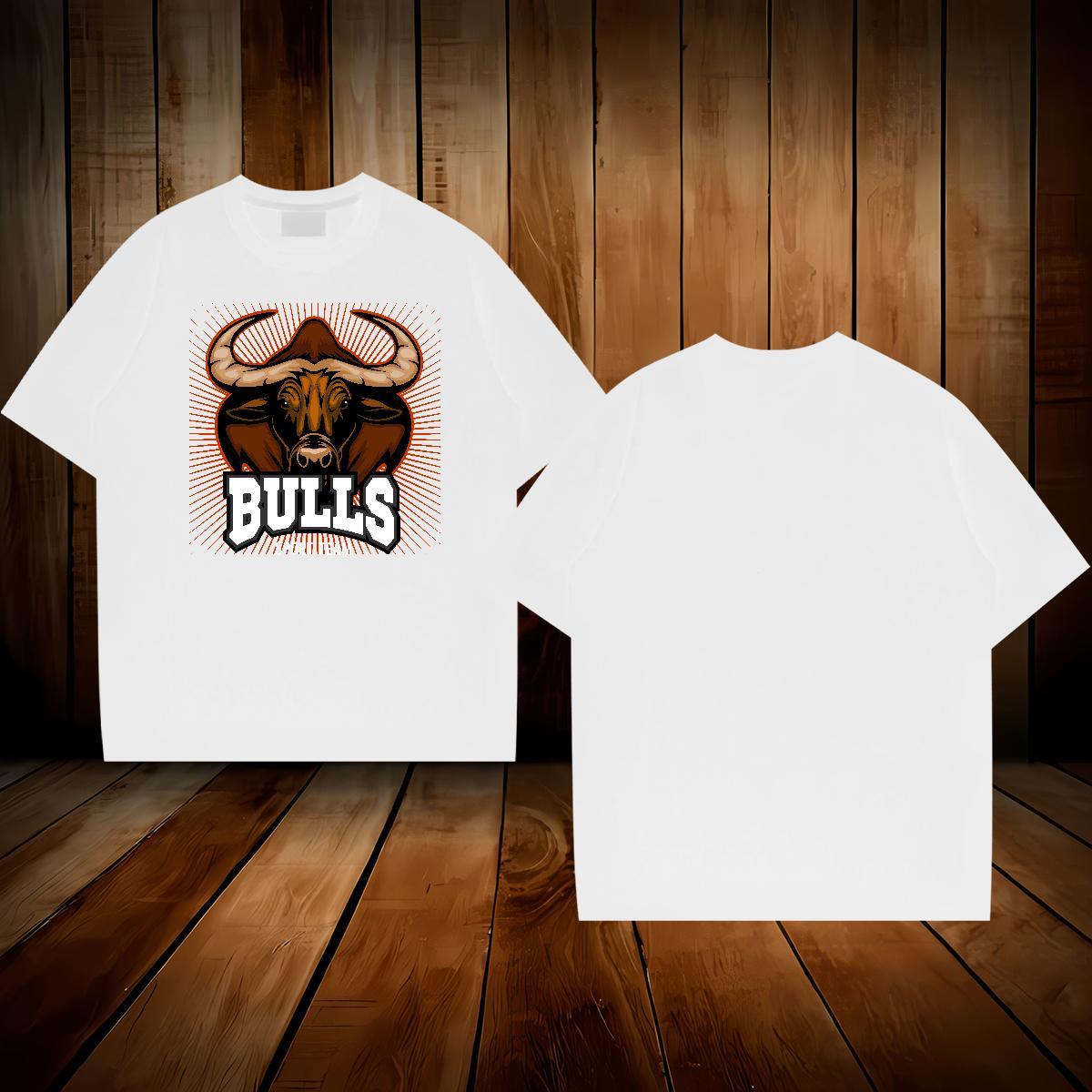 Wholesale T shirt bull Breathable High Street Hip Hop Oversized 4XL 230g Pure Cotton Couples T Shirts Fashion Design Tshirts
