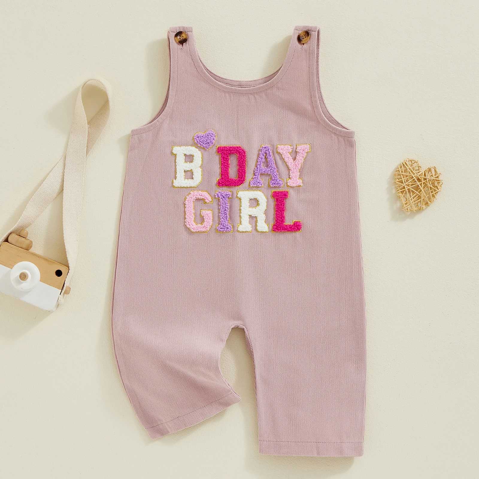 Girl boy birthday jumpsuit sleeveless strapless letter embroidered casual sportswear W240806