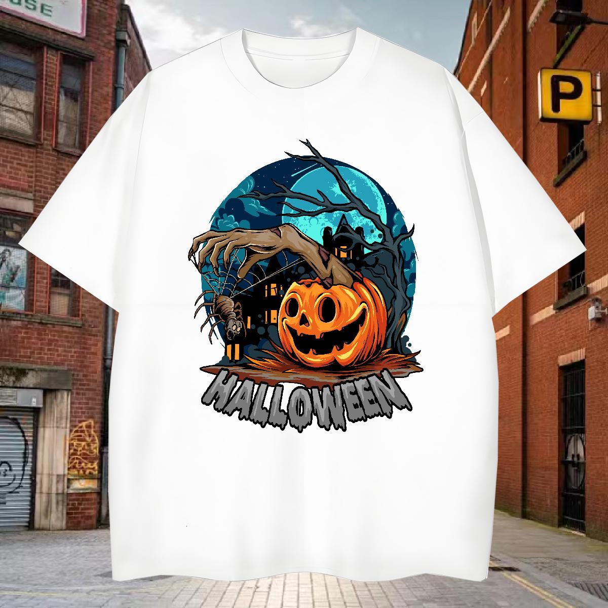 Unisex Men T Shirts pumpkin Crew Neck Daily Wear Anime Print 100% Cotton 230g Men Tshirts Stylist Tees